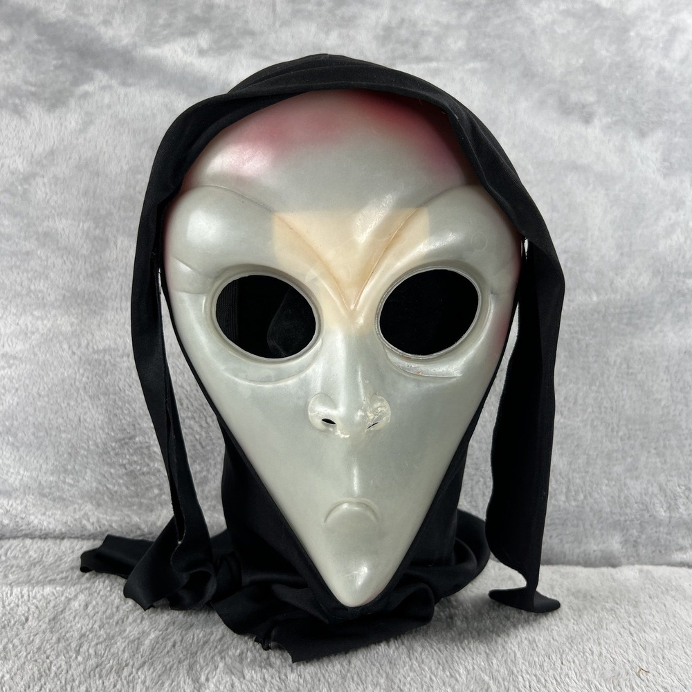 Fun World Alien Gray Mask Hooded Black Shroud Easter Unlimited 8928 Halloween